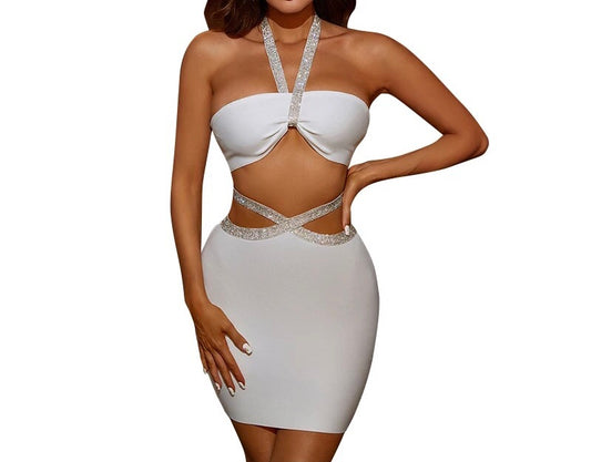 SMOOCHES V-NECK BANDAGE DIAMOND SET