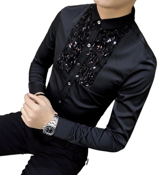 SLIM FIT SEQUIN MENS SHIRT