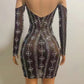 SMOOCHES NOCANCE SPARKLING DIAMONDS MINI LENGTH SCOOP NECK LUXURY DRESS