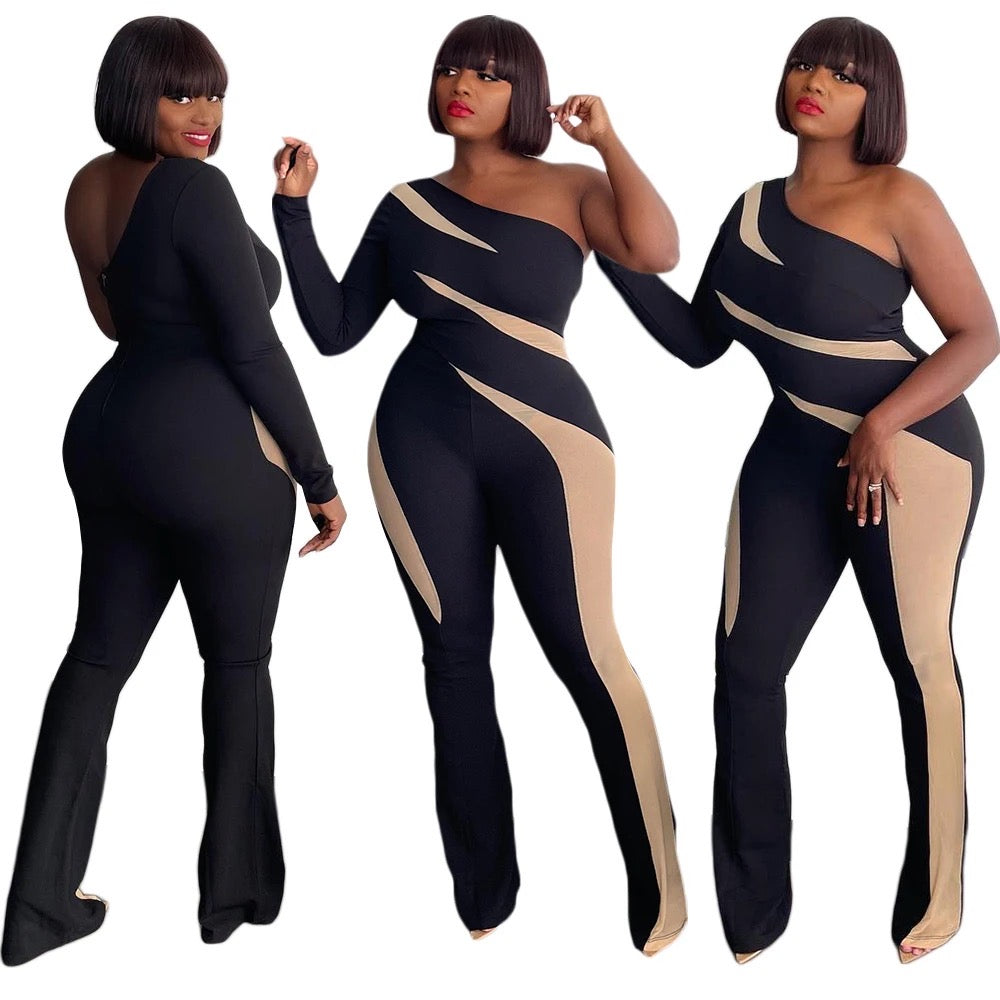 TRENDY SINGLE SLEEVE ONE PIECE JUMPSUIT PLUS SIZE