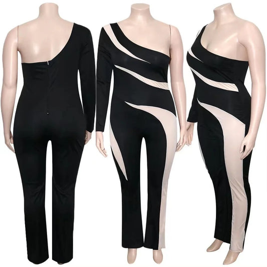 TRENDY SINGLE SLEEVE ONE PIECE JUMPSUIT PLUS SIZE