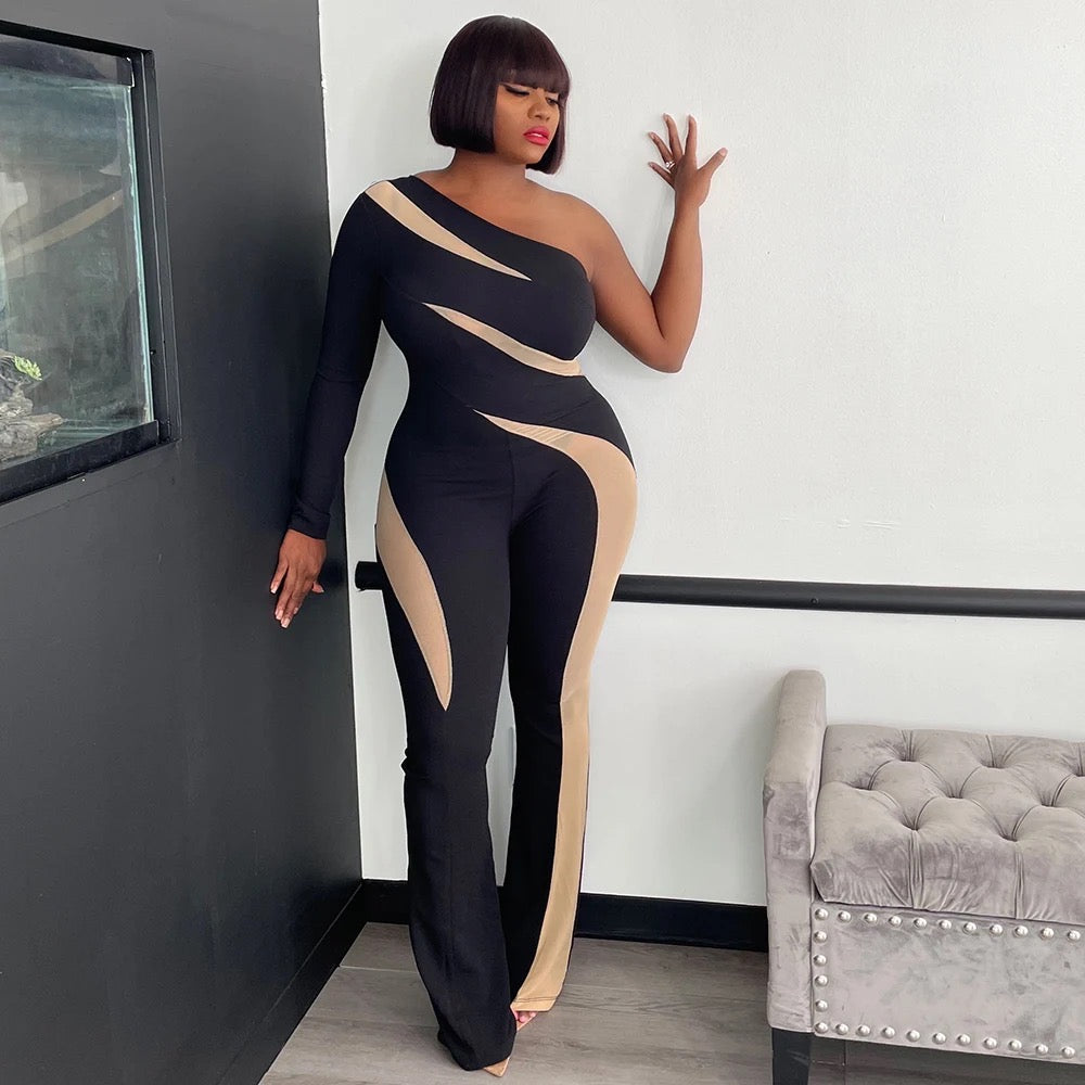 TRENDY SINGLE SLEEVE ONE PIECE JUMPSUIT PLUS SIZE