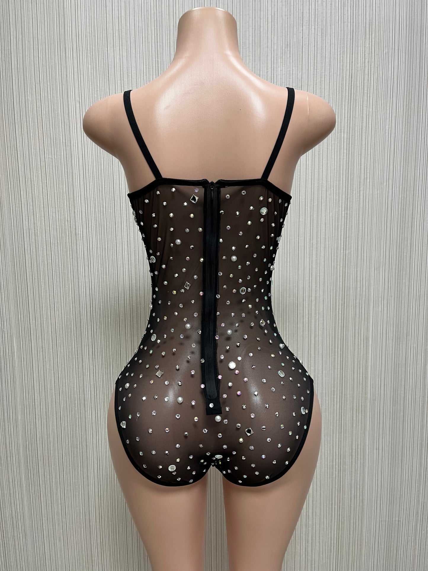 SMOOCHES GLAMMA GIRL SEE-THOUGH  RHINESTONE BODY SUITE