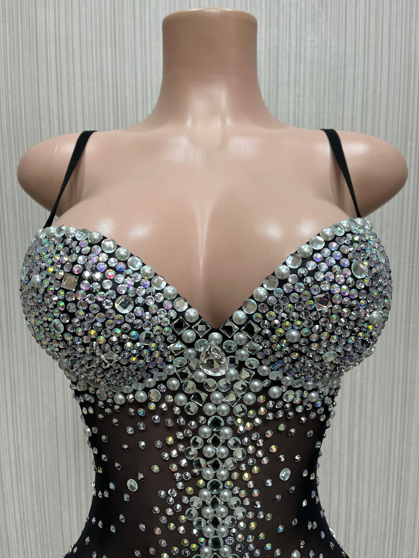 SMOOCHES GLAMMA GIRL SEE-THOUGH  RHINESTONE BODY SUITE