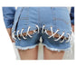 SEXY DENIM EYELET SHORT SHORTS WITH LACE  STRETCHY