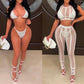 SEXY MESH BEACH SET FASHION BIKINI MESH PANTS SET