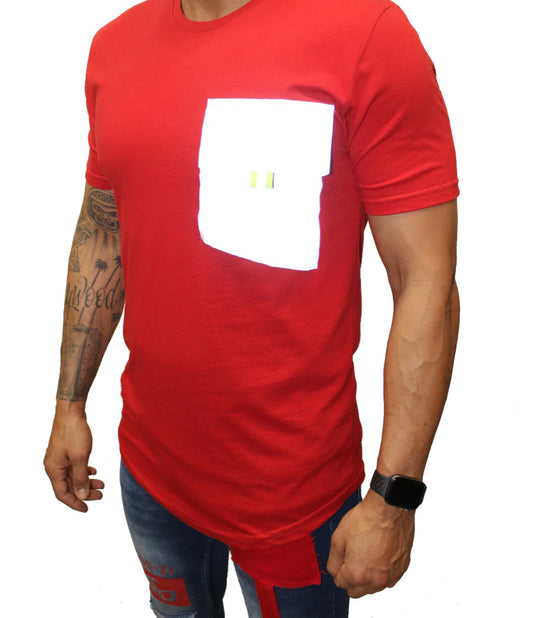 ALEK RED FASHION T-SHIRT WITH NIGHT REFLECTOR POCKET