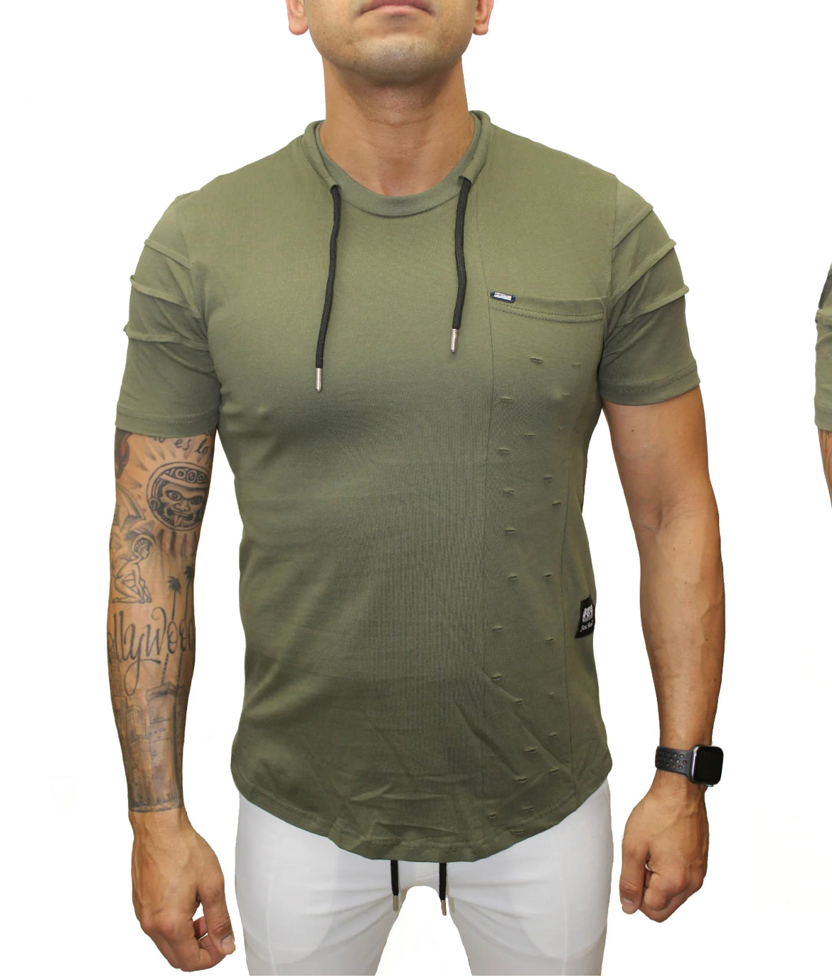 MEN'S SHORT SLEEVE DESTRESS T-SHIRT WITH DRAW STRING